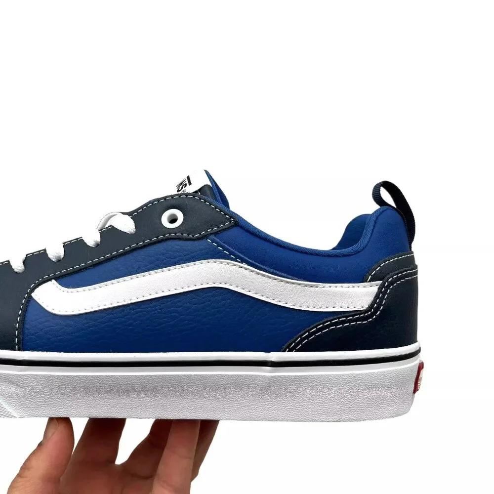 Vans Filmore Men's Casual Leather Sneaker Size 10 Navy -Royal Blue Lace up Shoes
